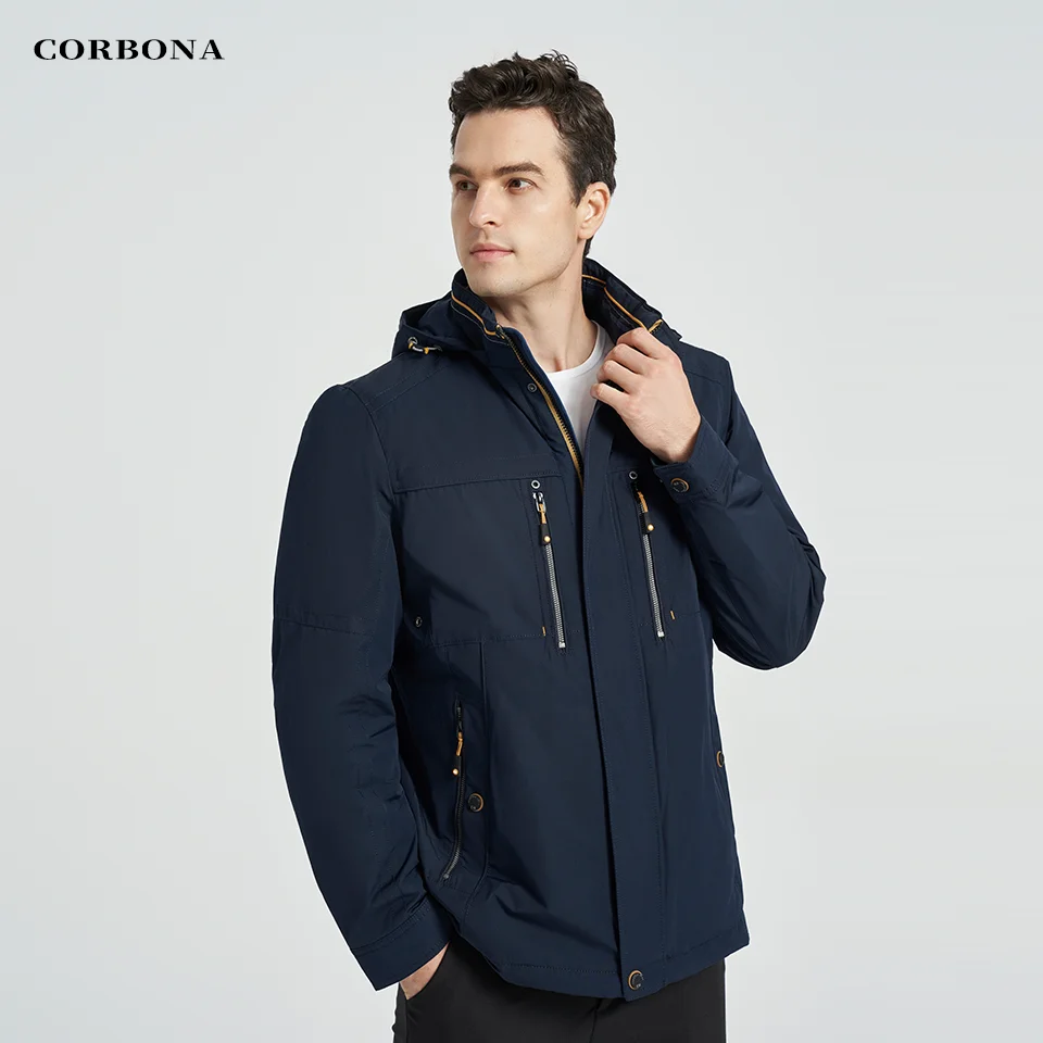 CORBONA – veste surdimensionnée en coton pour hommes, nouveau Style, imperméable, Business décontracté, manteau d'extérieur, chapeau détachable, Parka, 2022