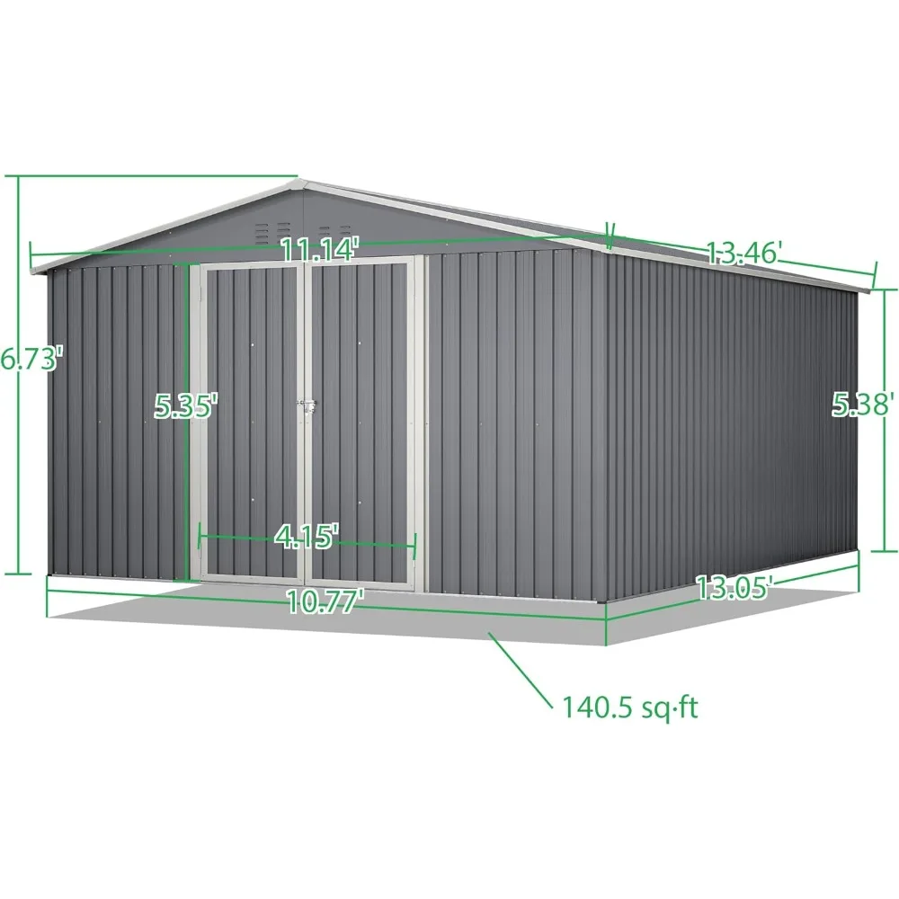 Large Outdoor Storage Shed, Metal Galvanized Steel Garden Shed with Floor Frame 2