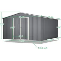 Large Outdoor Storage Shed, Metal Galvanized Steel Garden Shed with Floor Frame 2