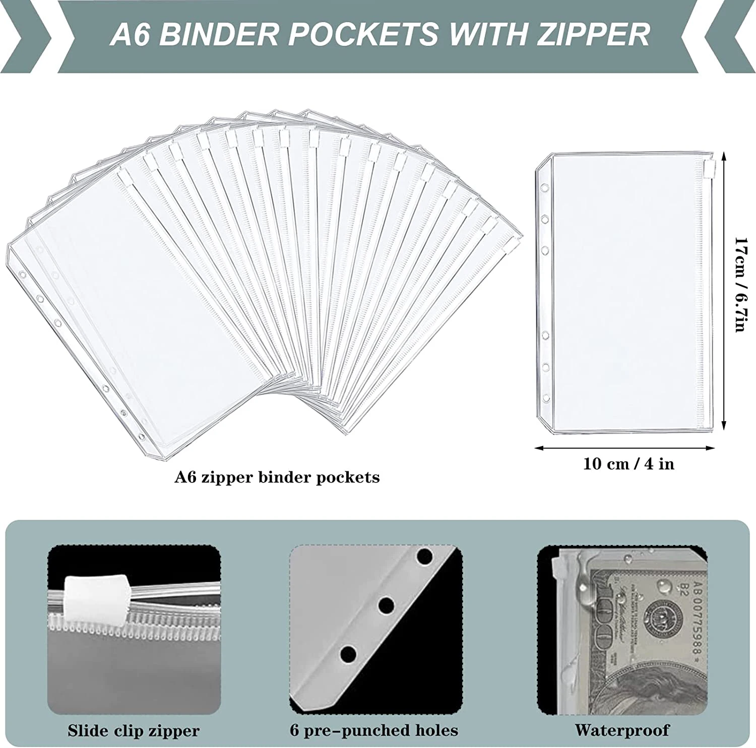 2024 A6 PU Leather Budget Binder Notebook Cash Envelopes System Set,with Binder Pockets for Money Budget Saving Bill Organizer 6