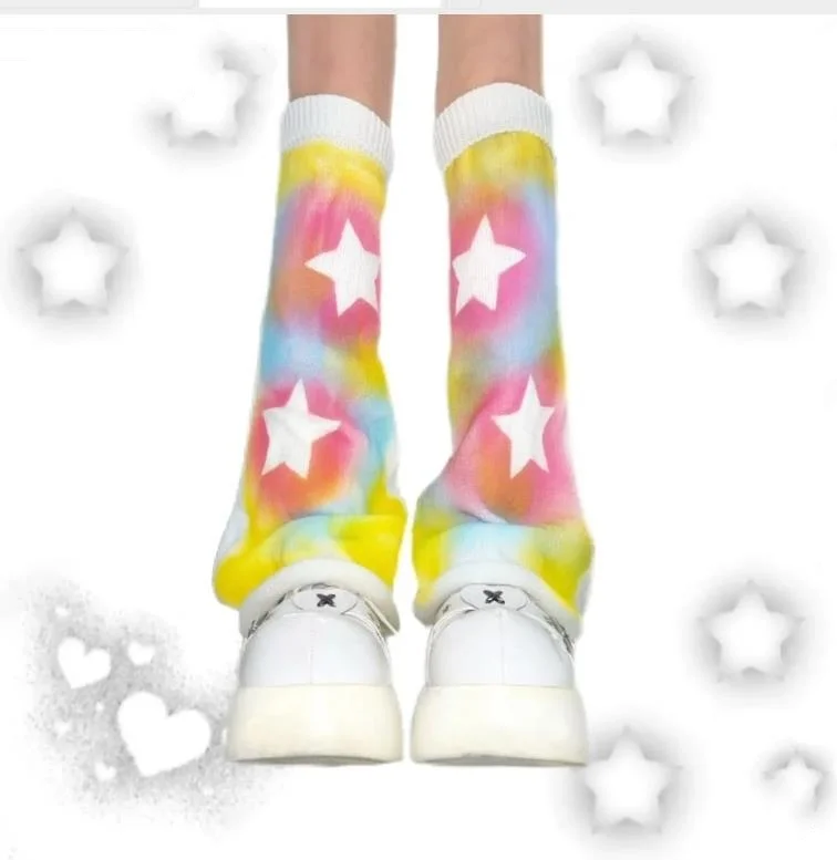 

Y2k Cute Kitten Harajuku Yellow Star Leg Warmer Japanese Kawaii Socks Foot Cover Women Leg Sleeves Girls Knee Sleeve