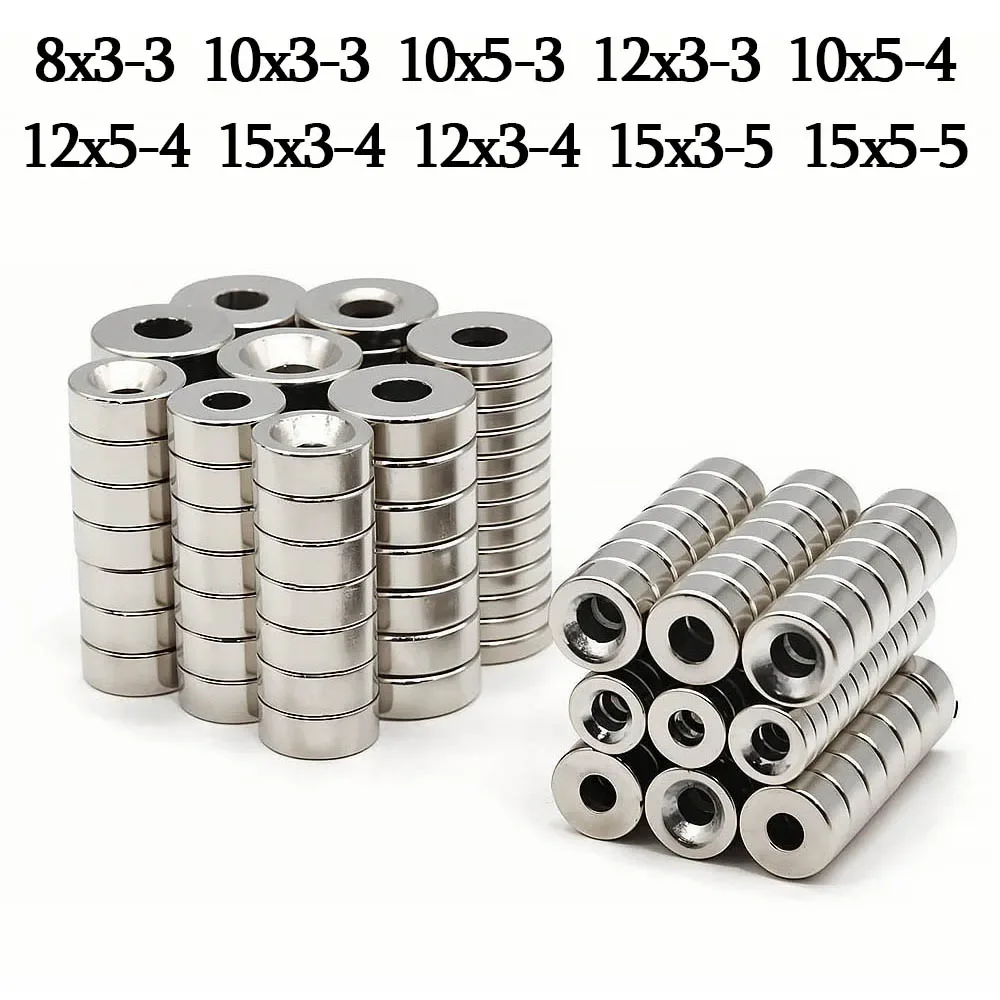 Produktbild von 12 Neodym-Magnete Mit Senkbohrung 16 Mm – Extra Stark, 8 Kg Haftkraft, Inkl. Schrauben, Für Werkstatt Und Küche