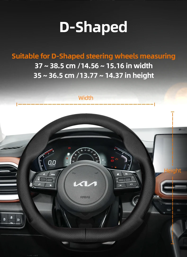 Geeignet für Kia Ultradünne, atmungsaktive Leder-Lenkradabdeckung, geeignet für Ceed Jd Picanto Sportage 3 2019 Ev3 Rio 4 Cerato 2 Stonic Niro Xceed K3 Morning Soul K4 Forte K2 Sorento – Detail 5