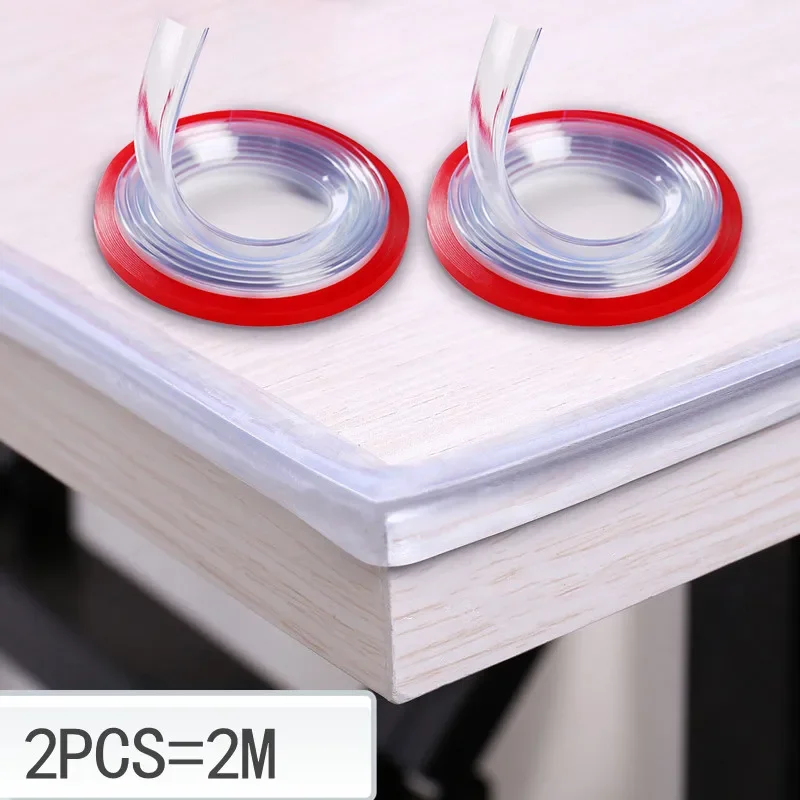 

2M Transparent Table Edge Furniture Guard Corner Protectors Bumper Strip with Double-Sided Tape for Cabinets, Tables, Drawers