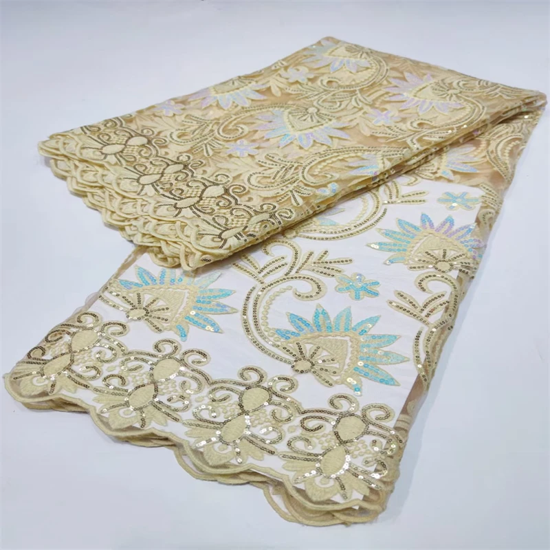 

Familiar Nigerian Mesh Net Lace Fabric Embroidere African Sequins Lace Fabric High Quality French Mesh Tulle Lace Fabric YY5901