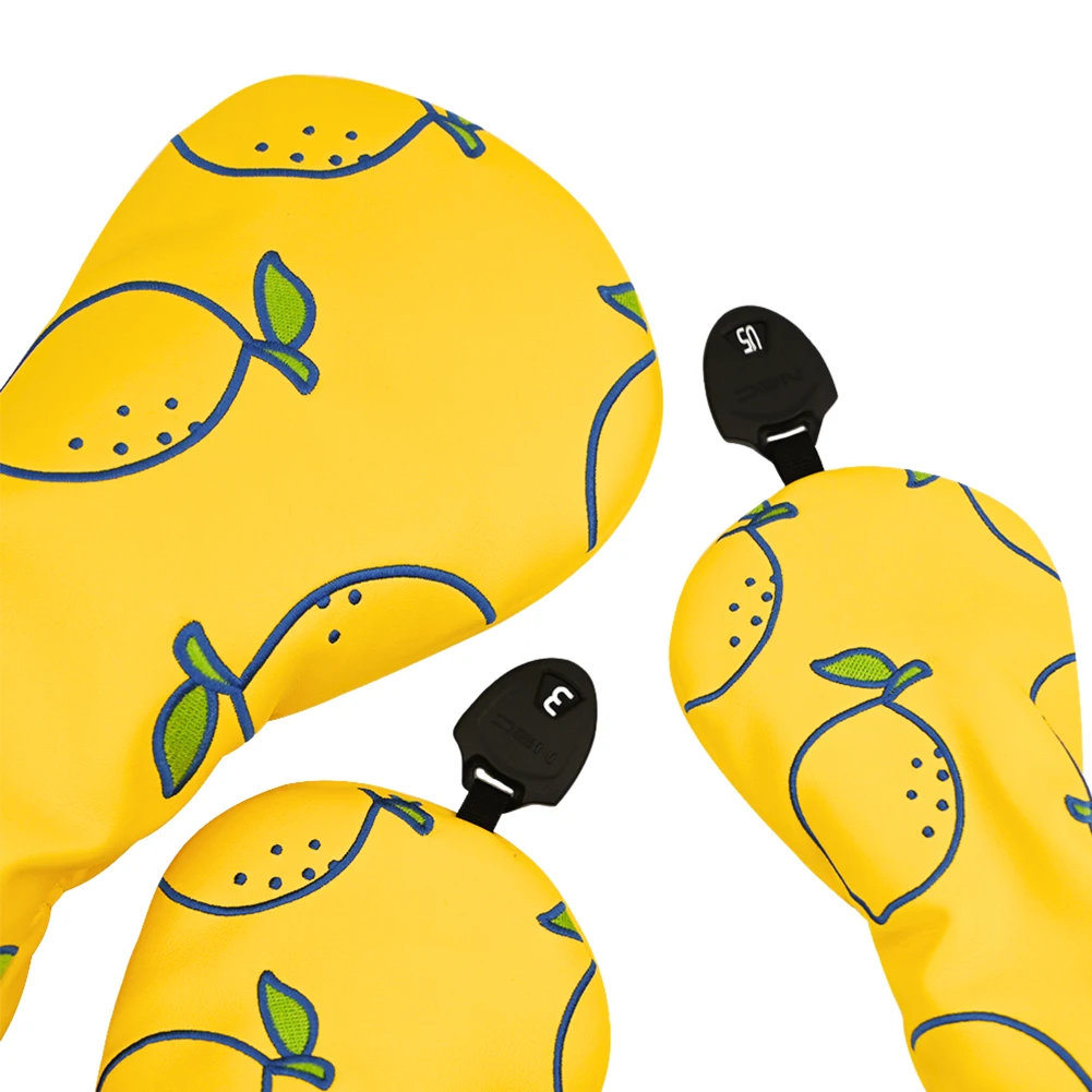 Golf Headcovers Fruit Pattern PU Leather Protector Set For Driver Fairway Hybrid Waterproof Club Head Covers Golf Supplies