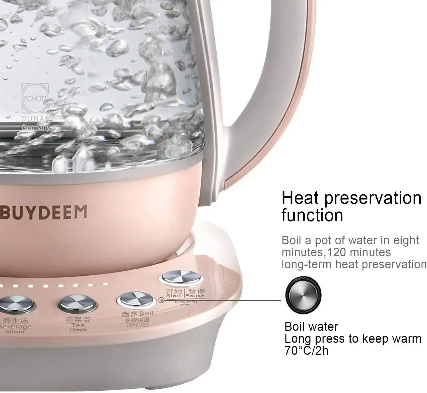 K2693 Health Pot, Health-Care Beverage Electric Kettle with Thickened Glass, 9-in-1 Fully Automatic Programmable Brew Cooker 3
