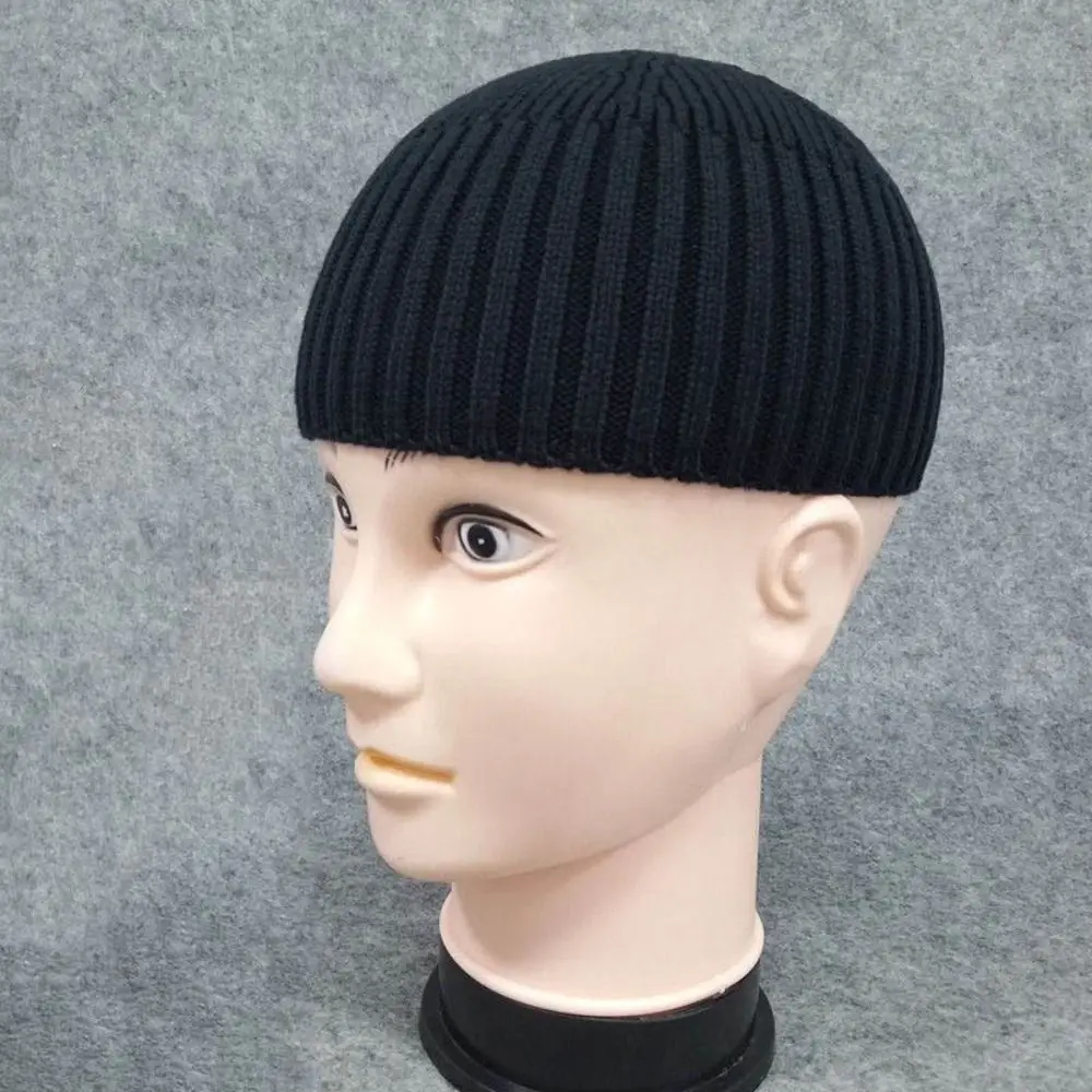 Straße Einfarbig Gestrickte Kappe Brimless Warm Halten Vintage Kuppel Hut Elastische Melone Beanie Cap Outdoor – Detail 7