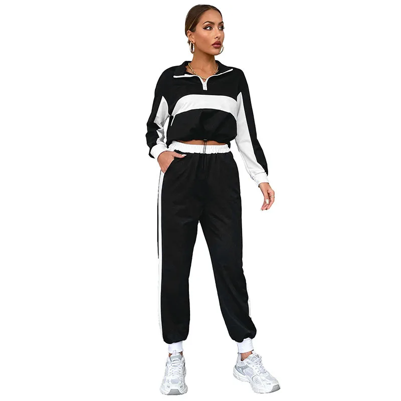 2023 Autumn and Winter New Women's Casual Stand Collar Short Sweater Set Temperament Elegant Slim Joker Ladies Two-piece Suit