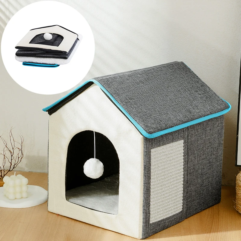 

Foldable Cat Bed House, Deep Sleep, Comfortable Cat Beds, Soft Warm Plush Kittens Dog Bed, Washable Cats Mats Bag