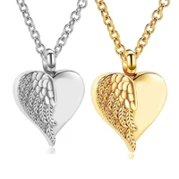 Stainless Steel Heart Angel Wing Urn Necklace Ashes Cremation Jewelry  Keepsake Pendant Memorial Locket Ash Holder Dropshipping 1