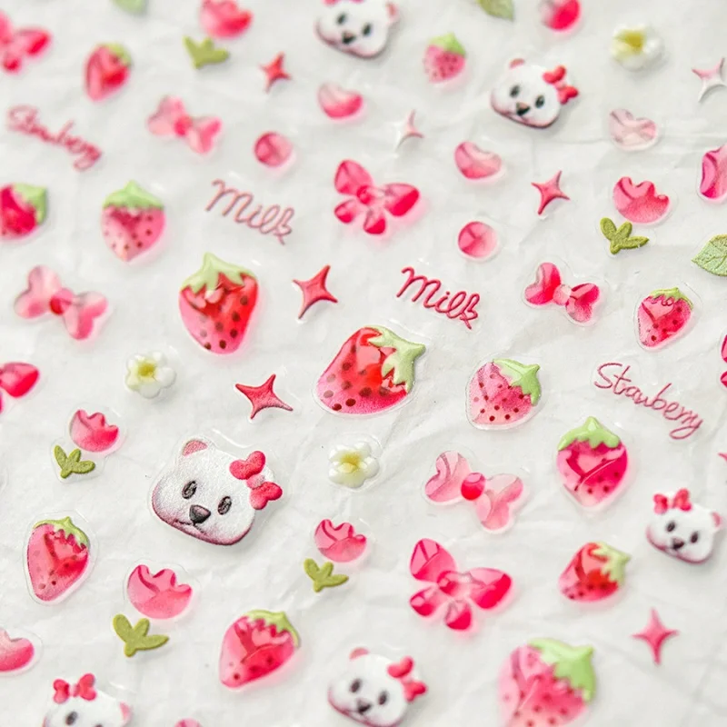 

[Meow.Sensei] Tomoni Jelly Nail Stickers Popular Cute Nail Sticker Factory Wholesale Japanese Strawberry Bear 3798