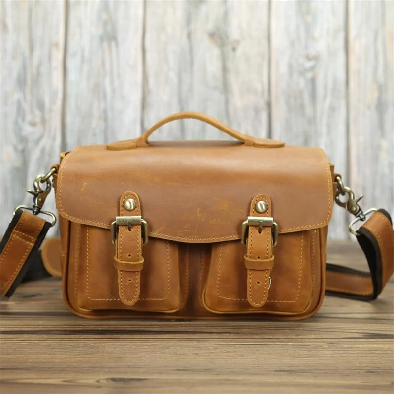RetroHandmadeGenuineLeatherSLRCameraBagMenWomenCrossbody