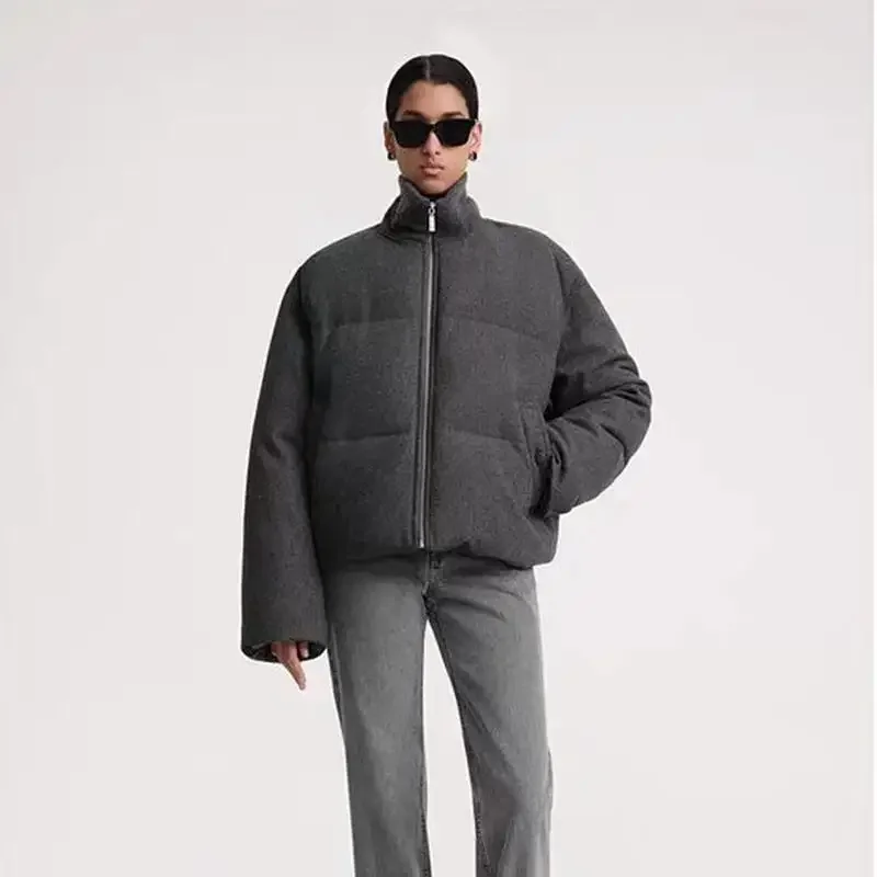 

Women Short Wide Quilted Down Warm Simple Jacket 2023 New Winter