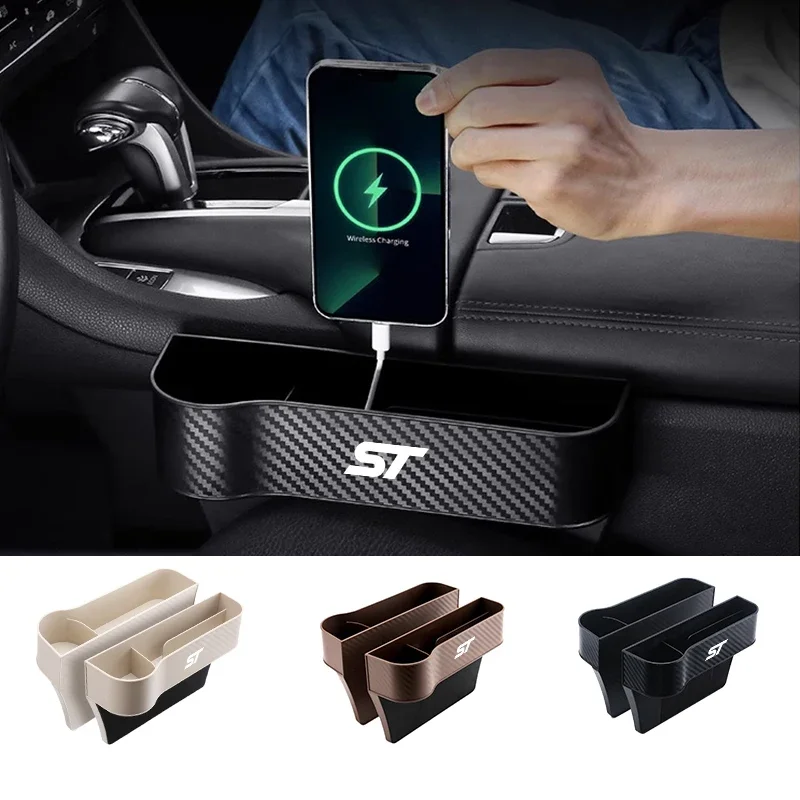 Car Logo Seat Storage Box Organizer Per Mondeo Mustang Shelby Focus Fiesta Mk7 Mk4 Fusion Kuga St Rs Accessori Auto Styling