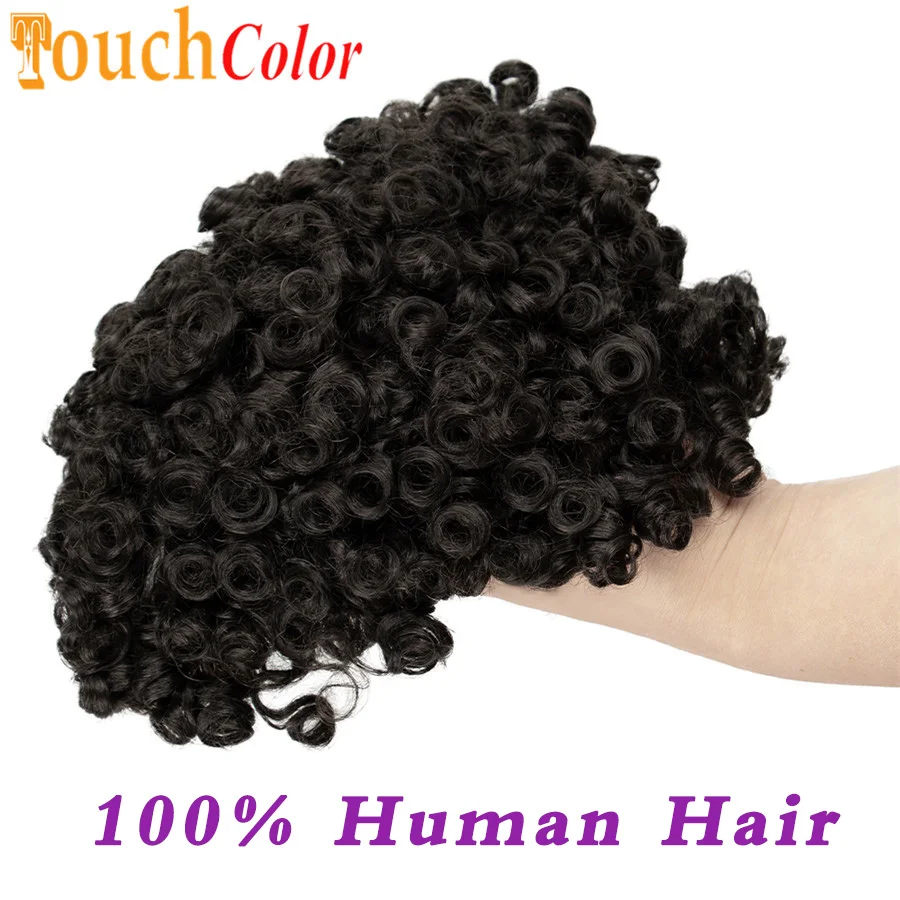 Human Hair Wig 8-20mm Curly Skin Base Natural Hair Men Toupee Human Replacement Systems Male Wig Remy for Men