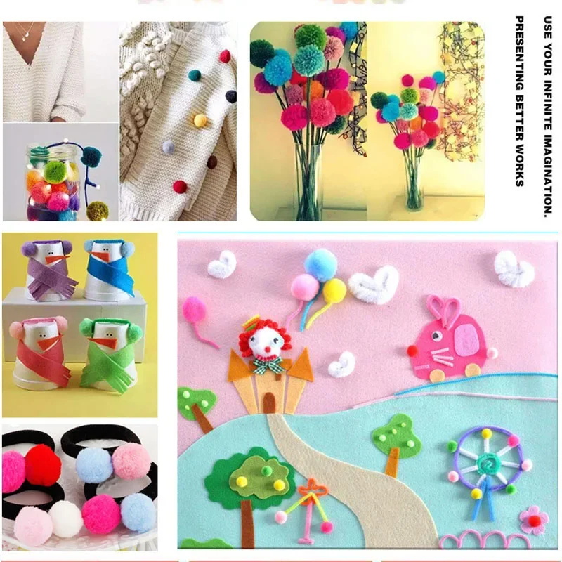 도매 Pompoms 8mm 10mm-30mm 부드러운 Pompones 푹신한 플러시 모피 공 공예 장난감 DIY 홈 인테리어 바느질 용품 액세서리