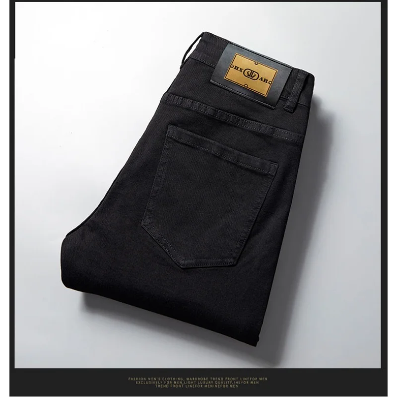 Spring and Summer Black Jeans Men's Trendy High-End Business Stretch Slim Fit Skinny and All-Matching Fashion Casual Trousers