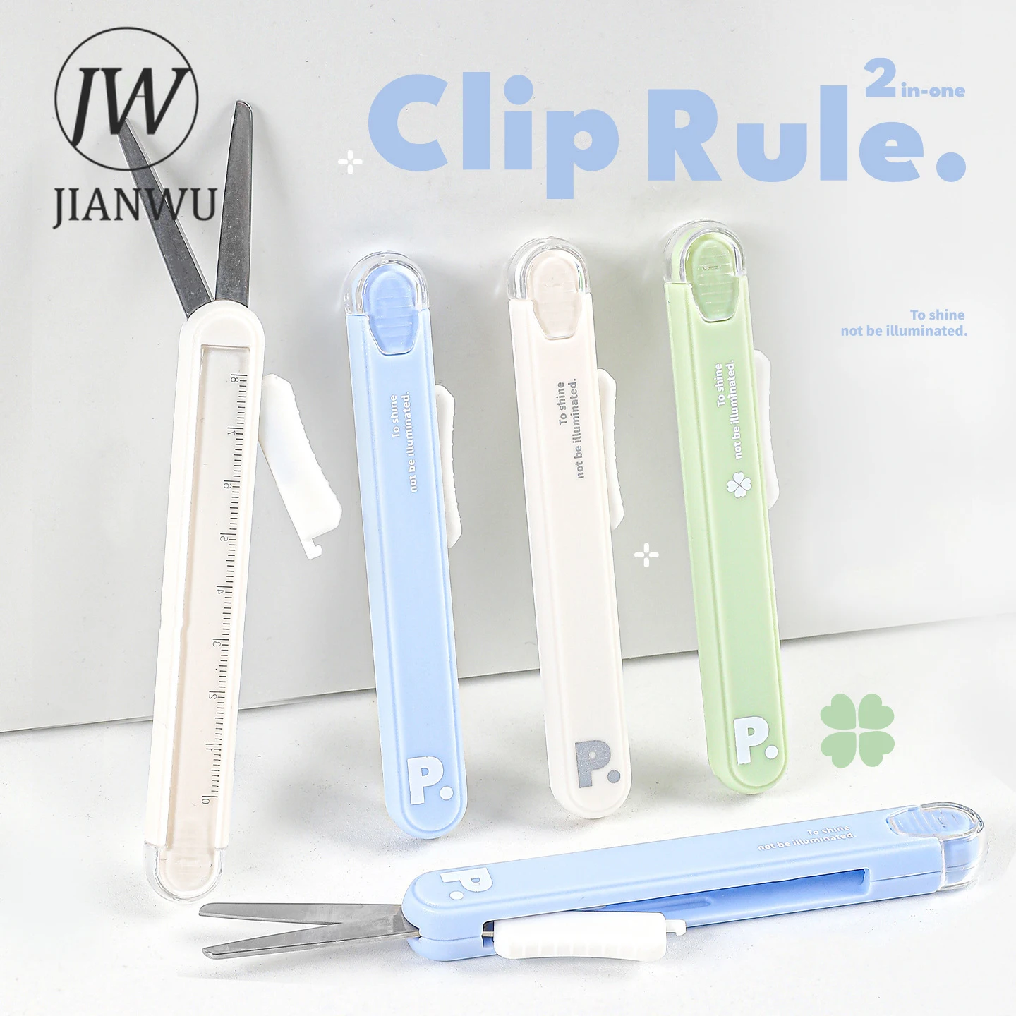 JIANWU 다기능 투인원 가위 눈금자 유틸리티 나이프 저널 재료 절단 도구 크리 에이 티브 학생 용품 편지지