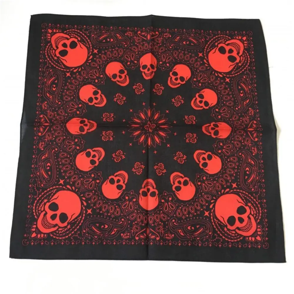 Creative Skull Cashew Pattern Hip Hop Scarf Western Style Cotton Square Towel Printed Shawl Beach Scarf Windproof Neck Scarf