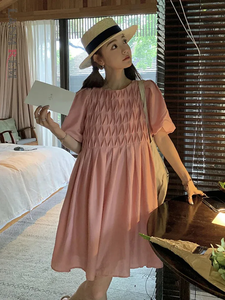 

Платье LANMREM женское с квадратным вырезом, милое однотонное свободное мини-платье с рукавами-фонариками, новая летняя одежда, 2Z1504, 2024