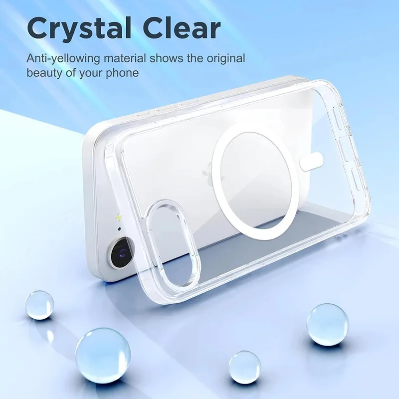 Enhanced Magnetic Hybrid Shockproof Clear Case with Silicone Shell