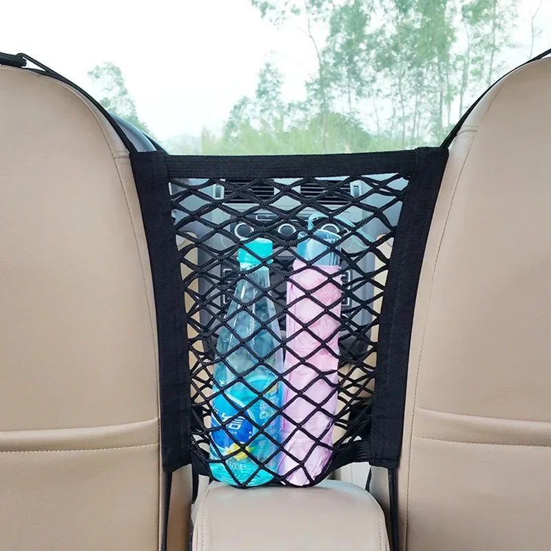 Car Storage Net 1Pc Car Truck Seat Mesh Storage Net Bag Hook Between Seats Organizer Holder Pocket Universal Elastic Polyester