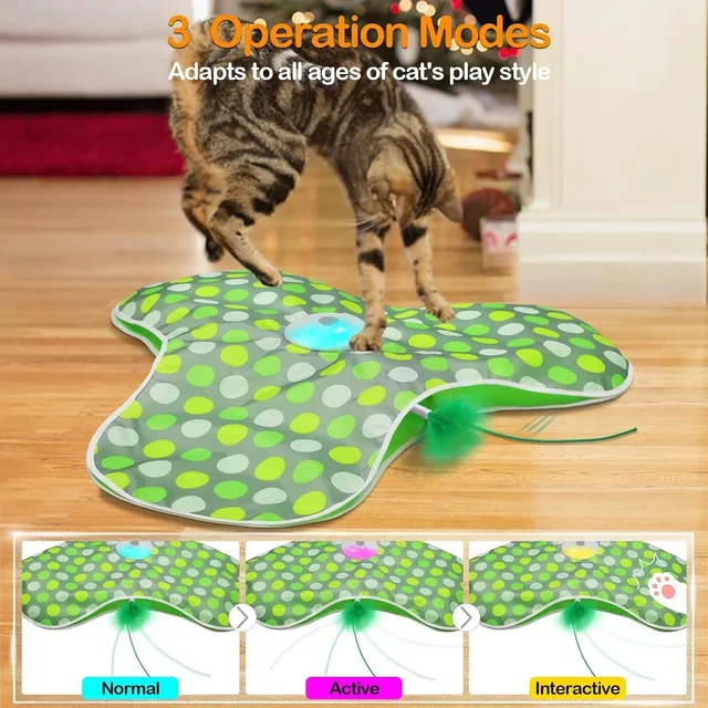 Smart Cat Toys Interactive Hide and Seek Cat Toy with Mouse Squeaky Motion Activated Moving Concealed Feathers Kitten Teaser Toy 5