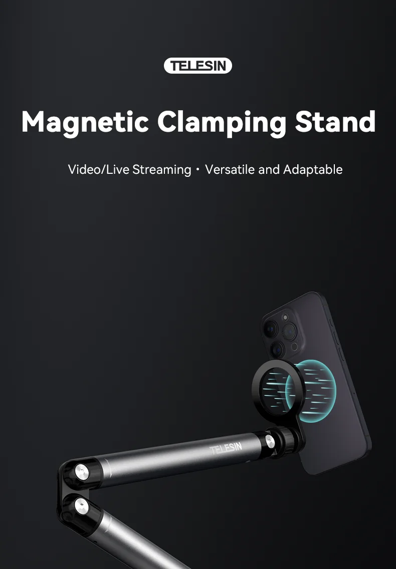 Magnetic Quick Release Mobile Phone Photography Desk Clip Stand Holder Aluminium