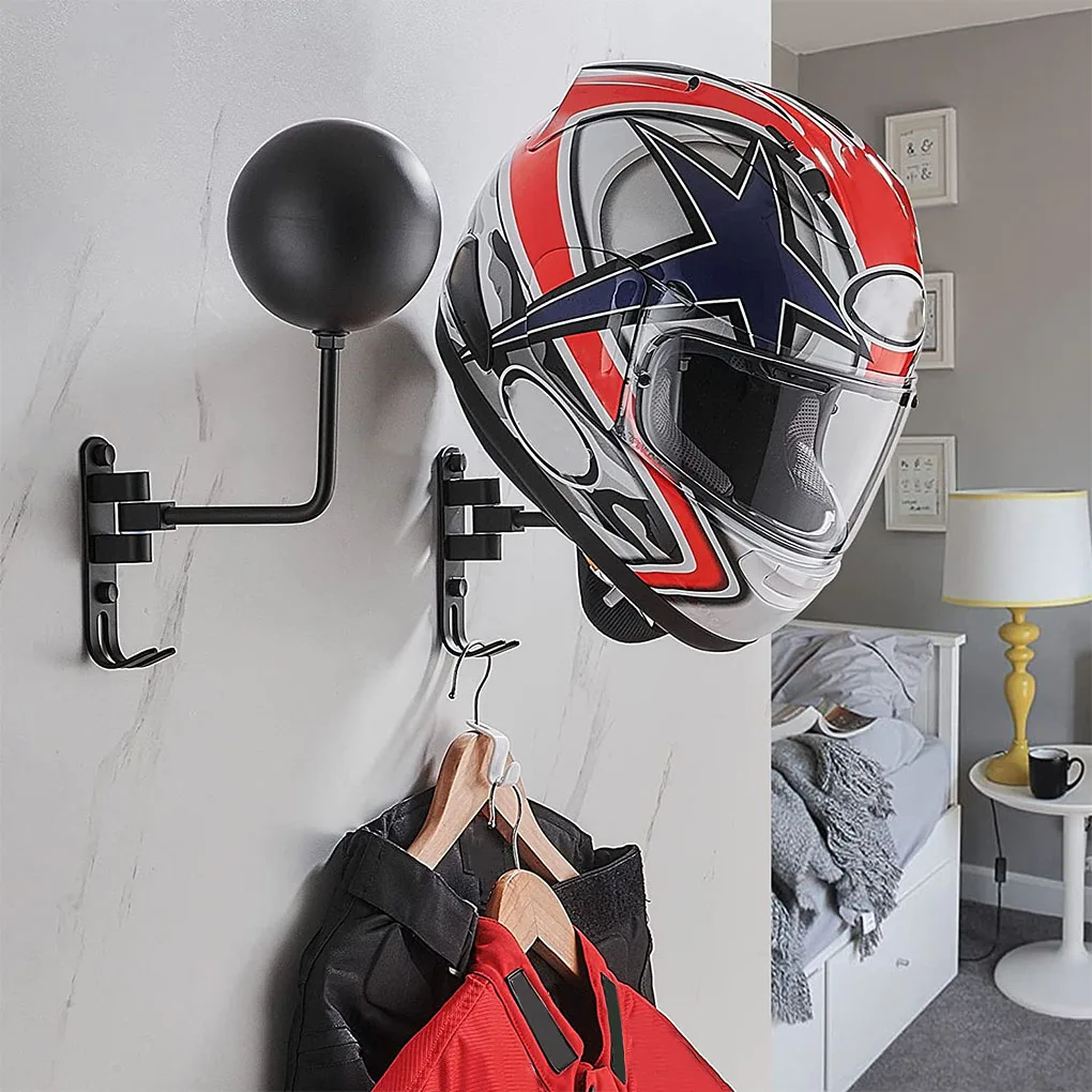 Motorcycle Helmet Holder Wall Mount Aluminum Baseball helmet Display Holder 180 Degree Hanger Household Bracket Accessories