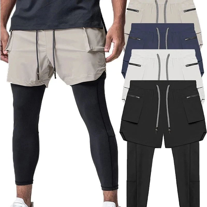 

2023 New Men's Sports and Leisure Leave Two Piece Nine Piece Pants Woven Work Clothes Large Pocket Fitness Sports Pants Large