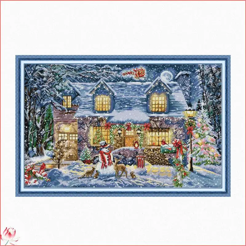 

Beautiful Snowy Scenery Counted Cross Stitch Kit DIY Handmade 11CT 14CT Stamped Cross Stitch Set Embroidery Needlework Home Deco