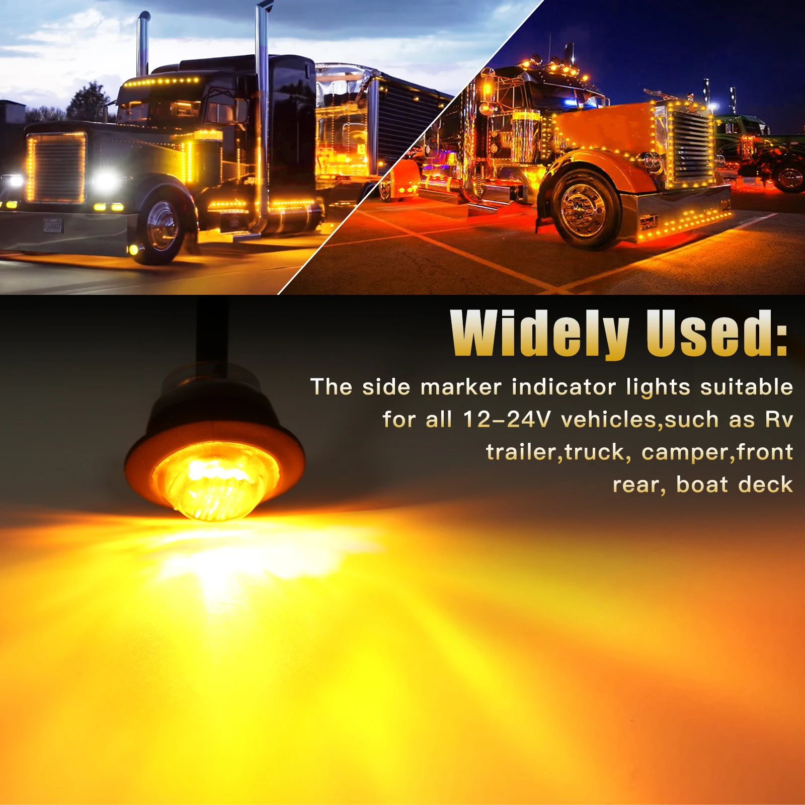 LED Side Marker Lights Clearance Signal Lamp Indicators 10PCS for Truck Trailer boat