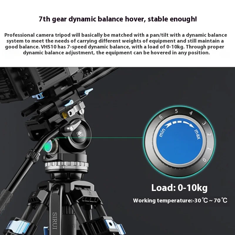 SIRUI VHS10 Video Fluid Head with Flat Base and Adjustable Handle, Quick Release