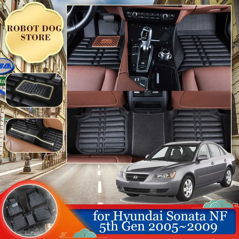 

Leather Floor Mat for Hyundai Sonata NF CNG 5th Gen 2005~2009 Foot Interior Liner Waterproof Carpet Pad Custom Rug Accessories