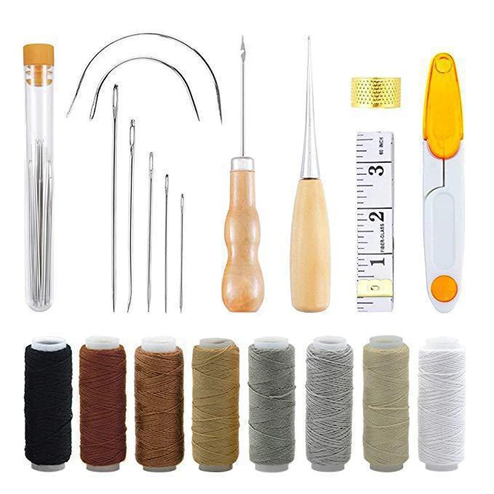 Leather Sewing Awl Kit Tools Sewing Needles Threads For DIY Leather Craft Speedy Stitcher Stitching Shoemaker Canvas Repair Tool