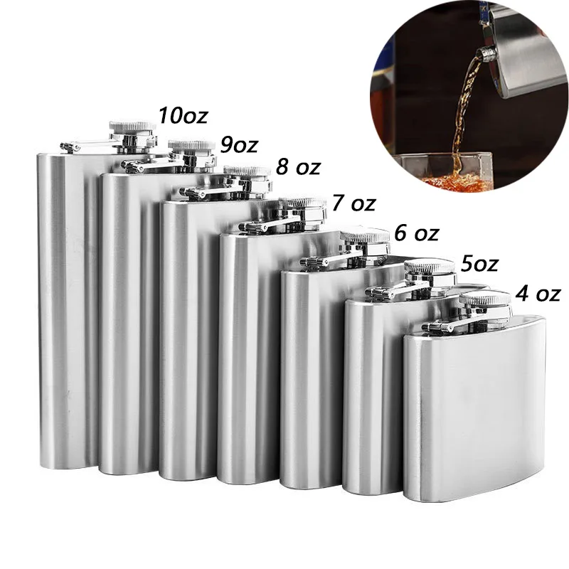 1-10 oz Hip Flask Wine Whisky Pot Bottle Hip Flasks Drinker Alcohol Bottle Portable Drinkware Stainless Steel stainless steel hip flask