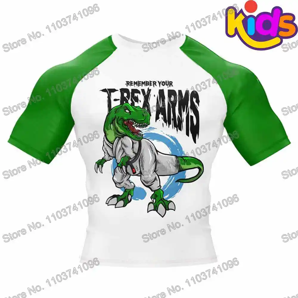 Kids Armbar Me Surf Clothing BJJ MMA Boys Rash Guard Short Sleeve Diving T-Shirt Tight Swimwear Summer Beach Floatsuit Tops