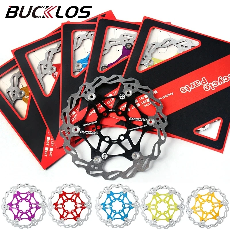 2PC BUCKLOS MTB Disc Brake Rotor 203/180/160MM Bicycle Floating Disc Brake Pad Mountain Bike Rotors Strong Heat Cycling Parts