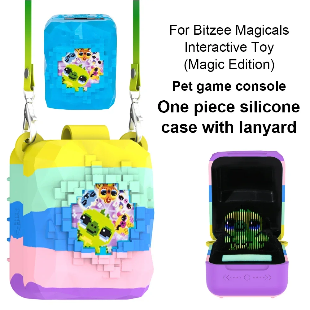 Silicone Case Washable Protective Cover with Lanyard Silicone Protective Case for Bitzee Magicals Interactive Toy Digital Pet
