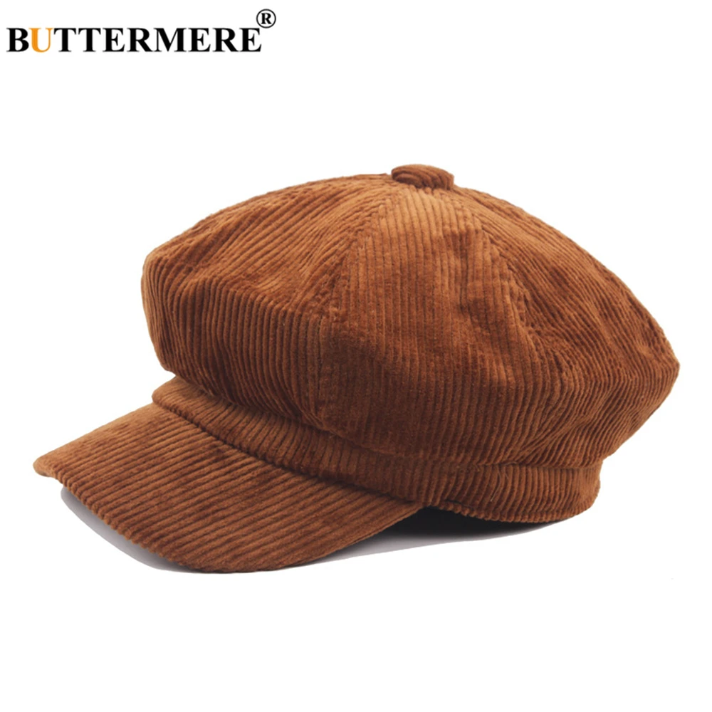 Cotton Newsboy Cap BUTTERMERE Corduroy Newsboy Cap for Female Coffee Vintage for Women Autumn Winter