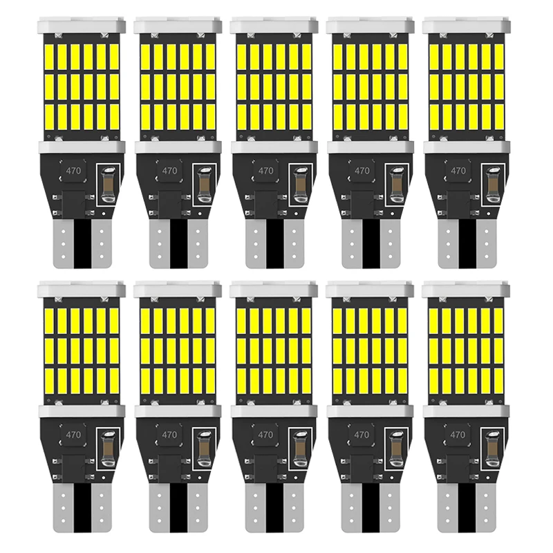 

10 шт., Автомобильные светодиодные лампы T15 W16W WY16W, 4014 к, 12 В