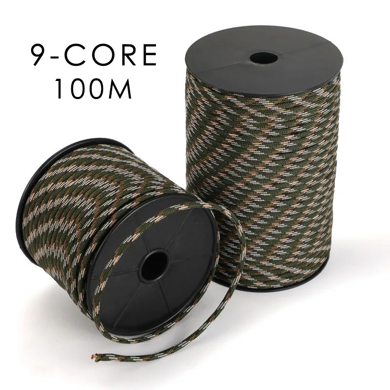 100M/328feet shaft mounted 550 gauge 9-core umbrella rope 4mm parachute rope bracelet paracord rope braided paracord paracord accessories paracord bracelet braided wire tent pull wind
