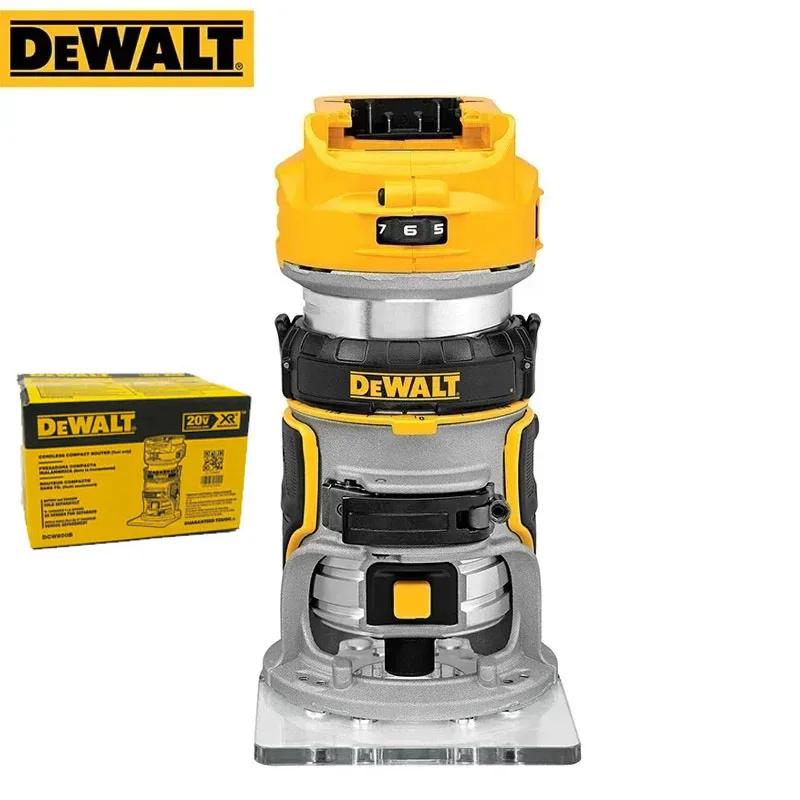 DEWALT DCW600B Cordless Router 20V Brushless Power Tool 6.35mm Trimmer Engraving Machine 16,000-25,500RPM Grooving Trimming