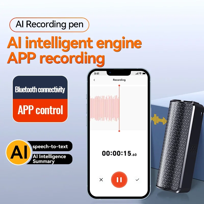 8-128GB AI Mini Voice Recorder Phone APP Control 70Hour Long Work Time Dictaphone USB Flash Driver Noise Reduce For IOS Android