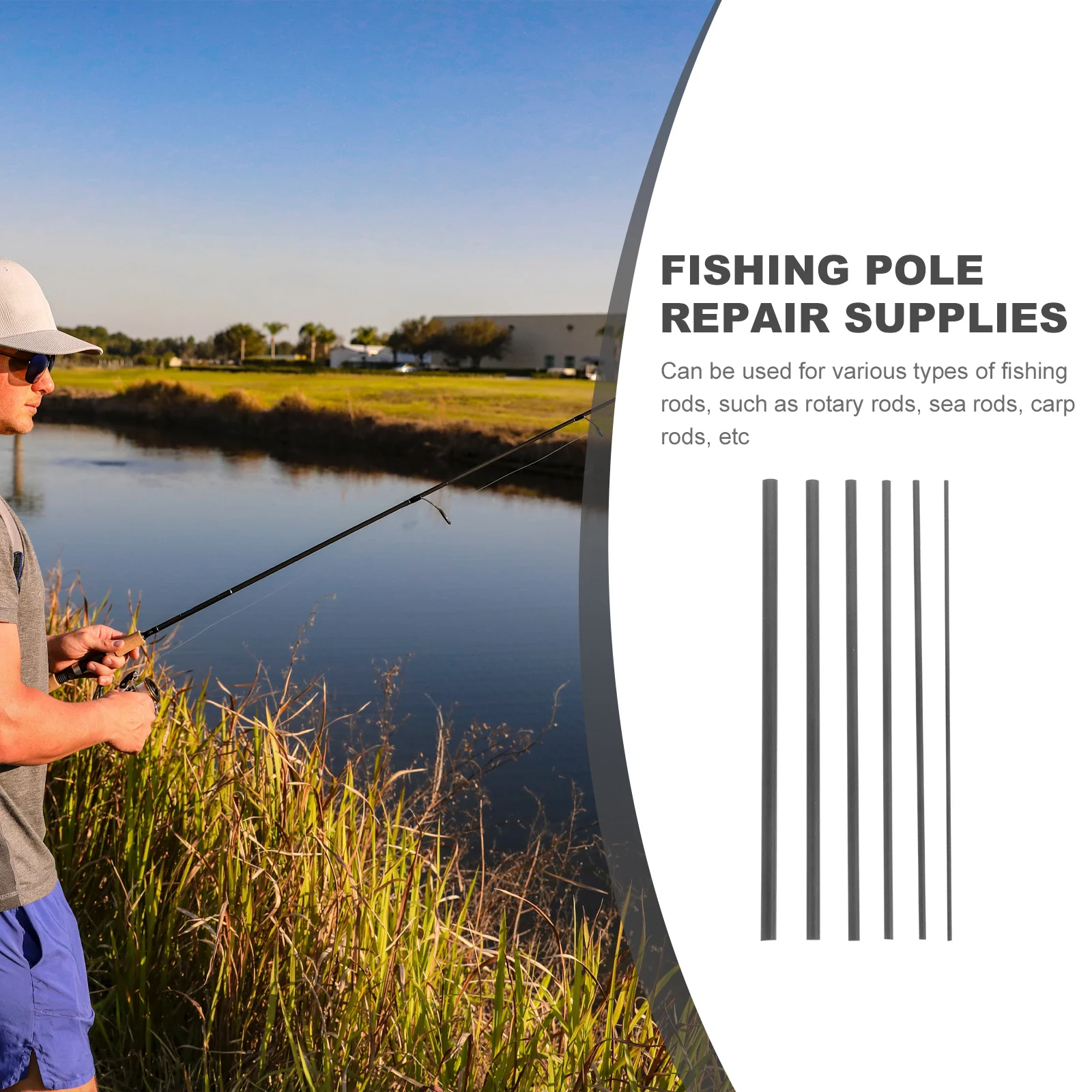 6Pcs Fishing Rods Repair Carbon Fibers Pole Repairing Carbon Fiber Solid  Carbon Fiber Rod Fishing Parts Fish Tool Accessories - AliExpress