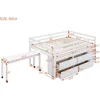 Full size Low Loft Bed with Storage, Full Size Loft Bed with Portable Desk & 4 Drawers, Wood Full Loft Bed Frame with Shelves 3