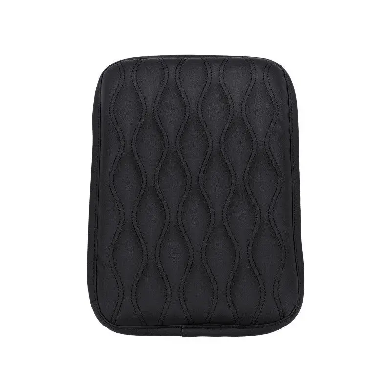 PU Leather Car Armrest Mat Center Console Wave Embroider Seat Box Protection Cushion Pillow Cover