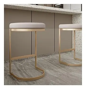 2 elegant bar stools with crame cushion shapped as a half circle