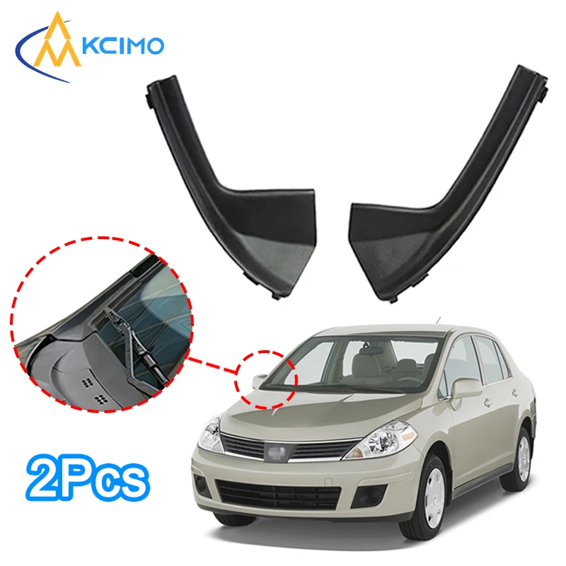 Car Front Side Windshield Cowl Grille windshield cowl grille cover 2Pcs TPE Car Accessories Trim for Nissan Versa Sedan Hatchback Tiida 2007-2012